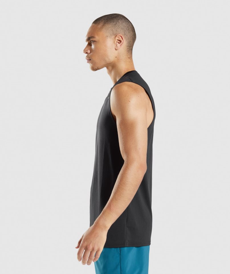 Men's Gymshark Arrival Sleeveless Tanks Black | CA 631DA8